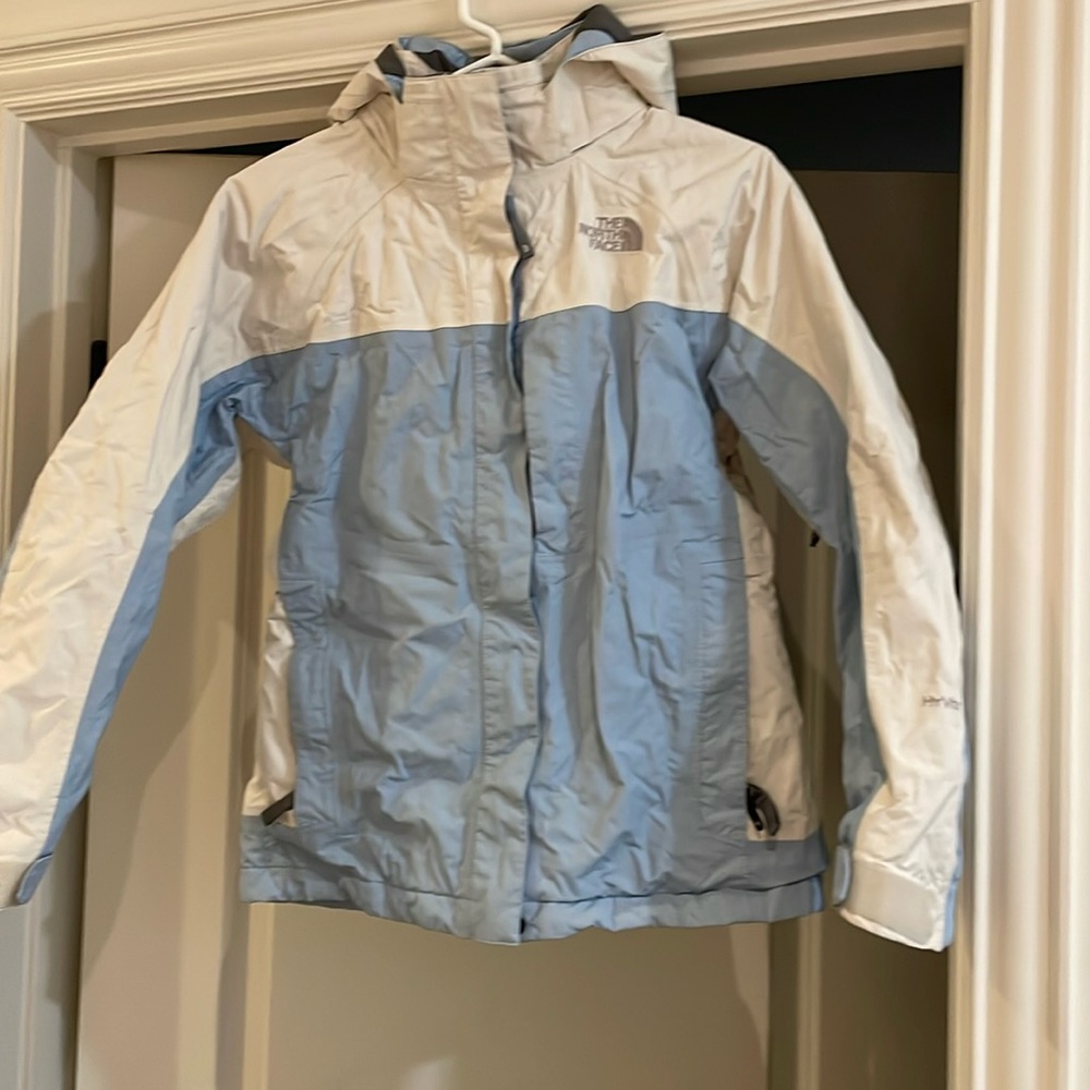 North Face Blue and white ski jacket